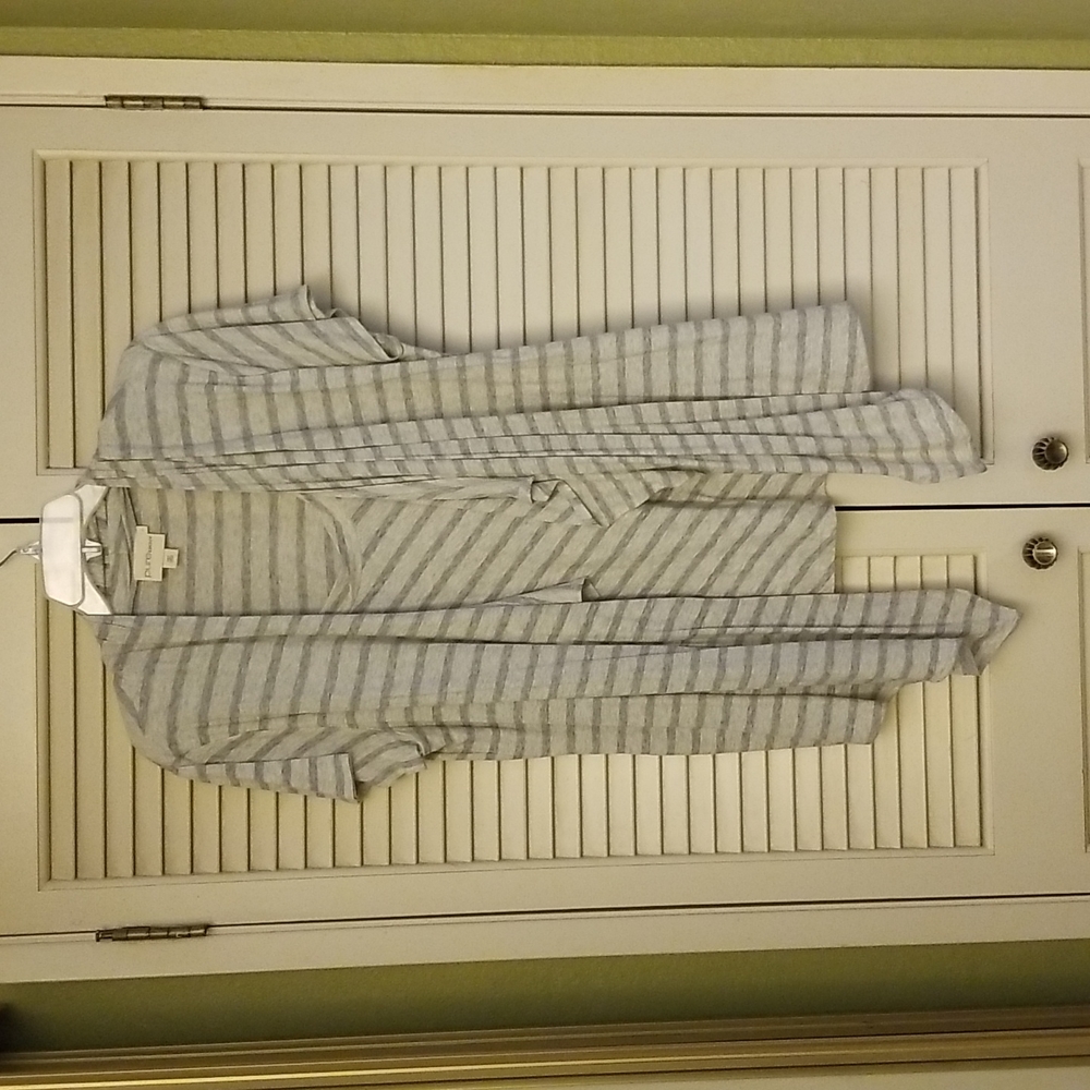 DKNY grey striped cotton top Size L